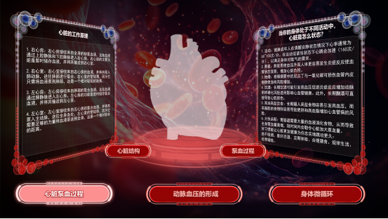 心脏泵血机制VR科普演示界面